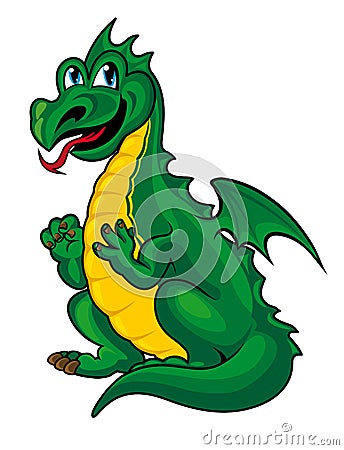 Fantasy green dragon Vector Illustration