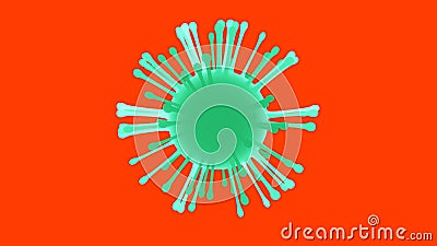 Fantasy green virus with red background. 3d rendering. Stock Photo