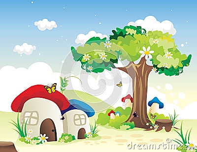 Fantasy house vector Cartoon Illustration