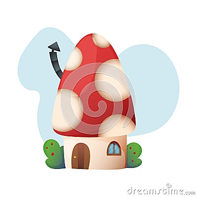 Fantasy house vector cartoon fairy treehouse and housing village illustration set of kids fairytale playhouse isolated Vector Illustration