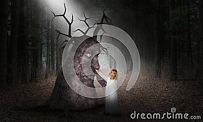 Fantasy Imagination, Friends, Nature, Storybook Scene Stock Photo