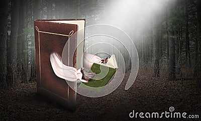 Fantasy, Imagination, Reading Story Book Stock Photo