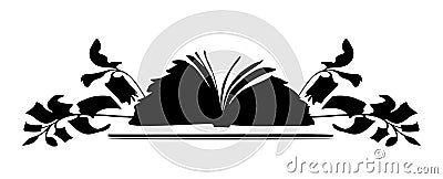 Fantasy with inspiration. the open book with plants on the sides, Sketch style vector illustration. Old hand-drawn Vector Illustration