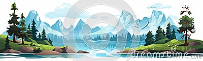 fantasy lake vector flat minimalistic isolated illustration Vector Illustration