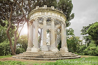 Fantasy Landscape of an ancient Roman temple. Stock Photo