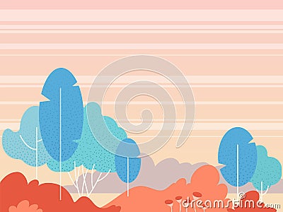 Fantasy landscape flat illustration background Vector Illustration