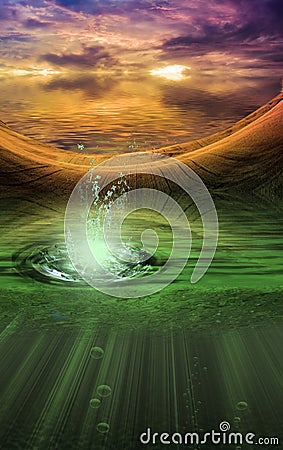 Fantasy landscape with splash Stock Photo