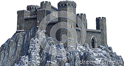 Fantasy Ledieval Stone Castle, Isolated Stock Photo