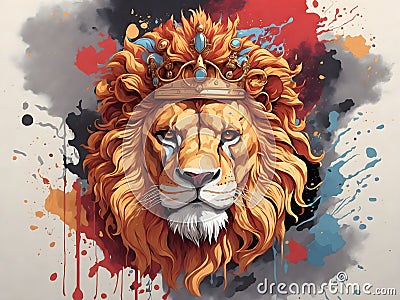 Fantasy lion king abstract oil paint Stock Photo