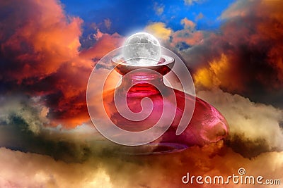 Fantasy moon rising Stock Photo