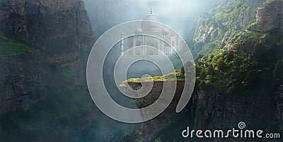 Fantasy Mountain Landscape, Background, Taj Mahal Stock Photo