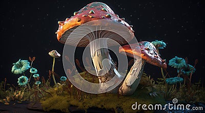 fantasy mushroom art Stock Photo