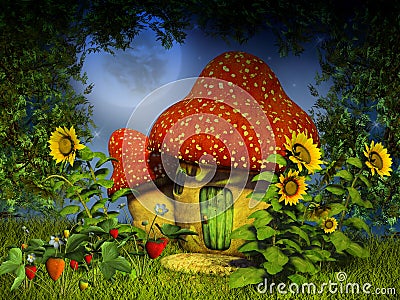 Fantasy mushroom house Stock Photo