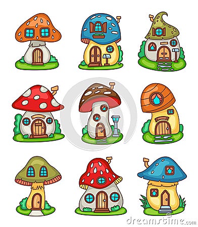 Fantasy mushroom house. Forest fairy home Vector Illustration