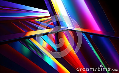 Fantasy Neon Swirls and Wave Pattern on Abstract Background - Generative AI Stock Photo