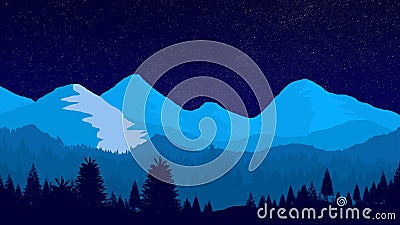 Fantasy Night Winter Landscape Stock Photo