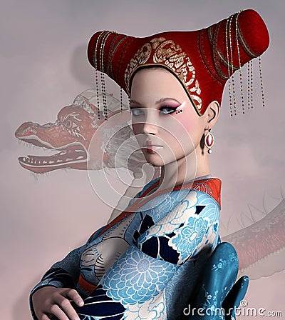 Fantasy oriental woman portrait Stock Photo