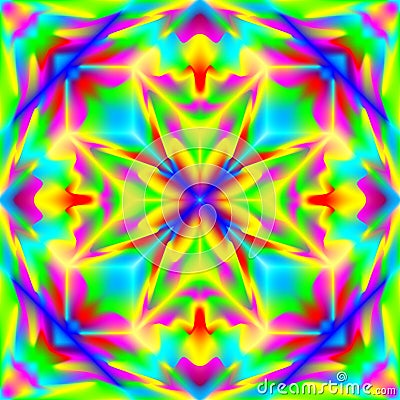 Fantasy ornament for colorful background done in kaleidoscopic style with seamless pattern. Vector Illustration