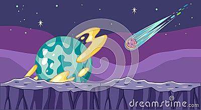Fantasy outer space scene in cartoon style Vector Illustration