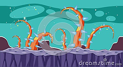 Fantasy outer space scene in cartoon style Vector Illustration