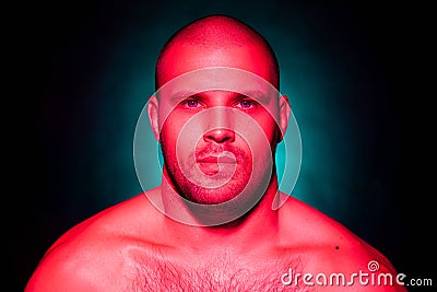 Serious young bald man Stock Photo