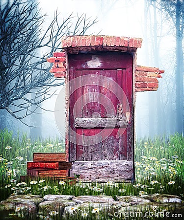 Fantasy Red Door Stock Photo