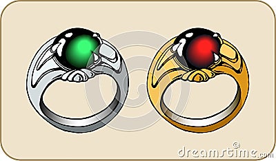 Fantasy ring with a stone. For game design Vector Illustration