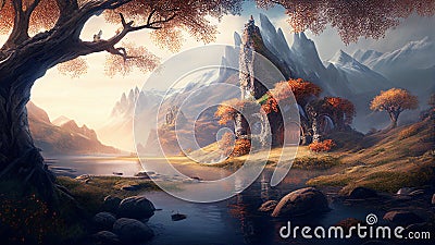 fantasy scenery landscape fairytale Stock Photo