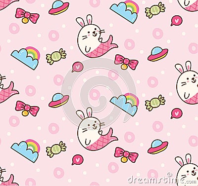 Fantasy seamless background in kawaii style vector Stock Photo