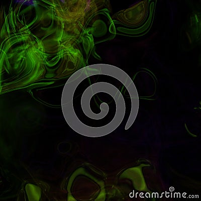 Fantasy smoke swirls in bright neon green, abstract mist tribal design Stock Photo