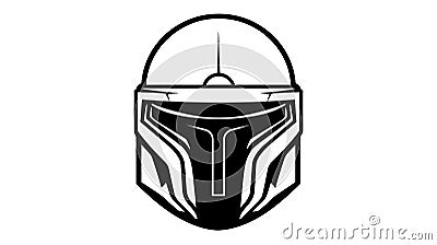 Fantasy space warrior helmet logo. Vector illustration isolated on white background Cartoon Illustration
