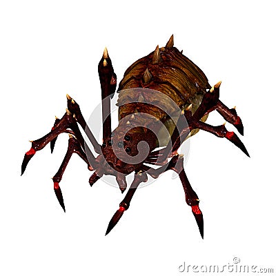 Fantasy spider - sideview from right on white background Stock Photo