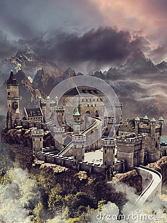 Fantasy stone castle Stock Photo