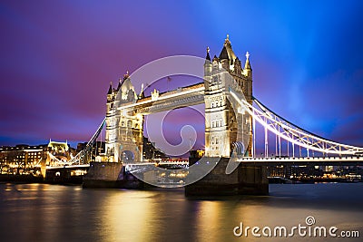 Fantasy sunset at Tower Bridge in London city Stock Photo