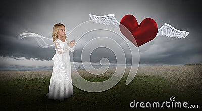 Fantasy Love, Peace, Hope, Heart Stock Photo