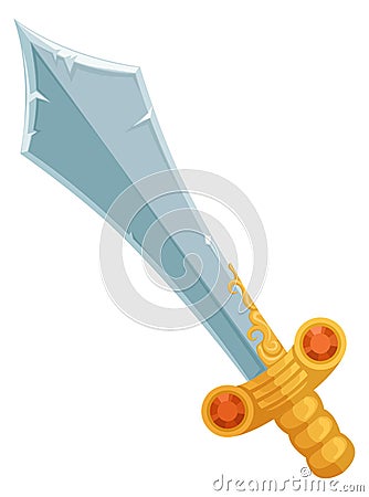 Fantasy sword icon. Cartoon sharp blade weapon Vector Illustration