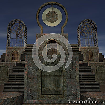 Fantasy temple at dawn Stock Photo