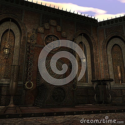 Fantasy temple at dawn Stock Photo
