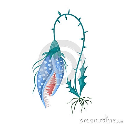 Fantasy toothy flower botanical illustration Vector Illustration