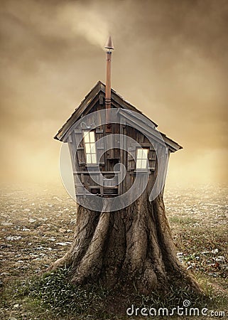 Fantasy tree house Stock Photo