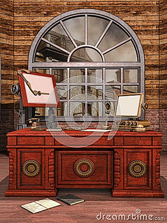 Fantasy vintage office room Stock Photo