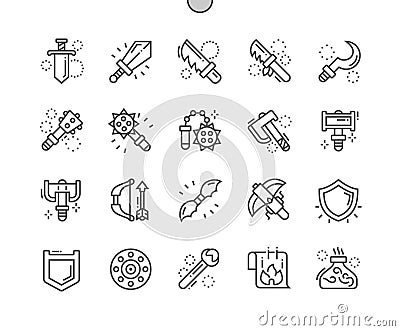 Fantasy weapons Well-crafted Pixel Perfect Vector Vector Illustration