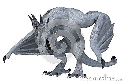 Fantasy white dragon Stock Photo