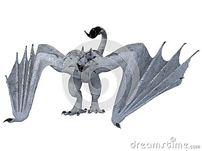 Fantasy white dragon Stock Photo