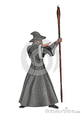 Fantasy Wizard on White Stock Photo