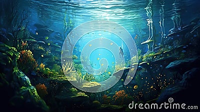 Fantasy world under water Stock Photo