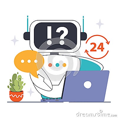FAQ Chat Bot concept. A digital assistant ready for queries, showcasing Vector Illustration