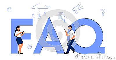 FAQ concept Customer support Useful information Solving problem Vector Illustration