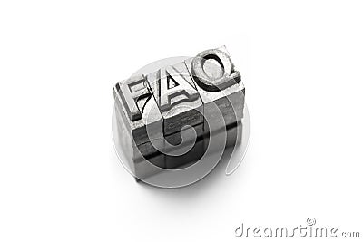 FAQ, FAQs, frequently, frequent, ask, question, letterpress Stock Photo