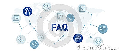 FAQ Frequently Asked Questions help information communication user guide support design outline knowledge center Vector Illustration